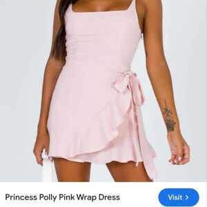 Princess Polly Cottage Hill Linen mini dress Blush Pink Size 2